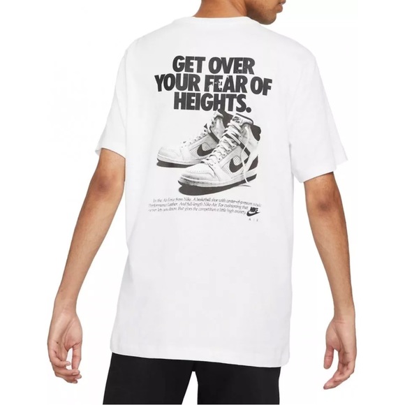 (Sold) Nike Sportswear Fear of Heights White Graphic Tee Mens Sneakerhead Crew - Picture 1 of 10